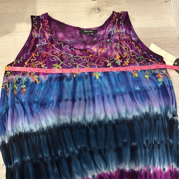 Just Love NWT embroidered Tie Die Dress/ Cover up flowy and very soft. - Picture 9 of 10